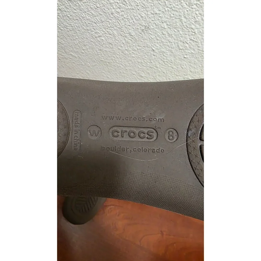 Crocs Womens Brown Open-Toe Slingback Flats Size W8 Lightweight & Comfortable Ru